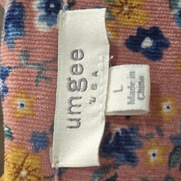 Umgee-Floral Corduroy Shirt Babydoll Dress Long Sleeve Boho-Size Large - Picture 8 of 16